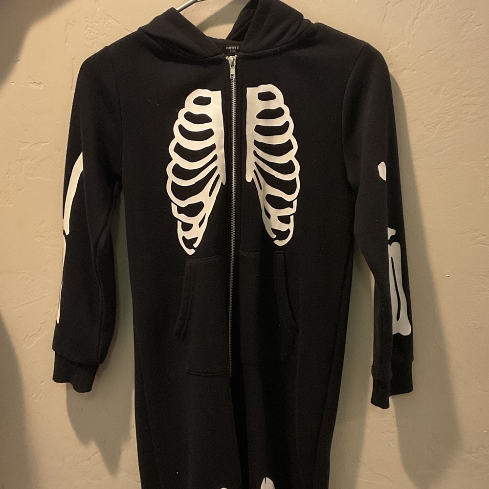 Forever 21 Kids Black Hooded Zip-Up Onesie